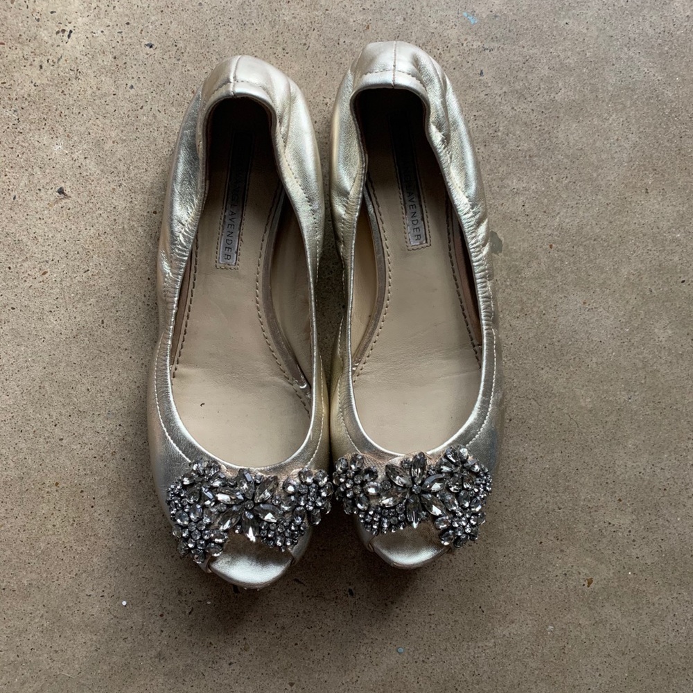 Gold embellished Vera Wang Lavender flats size 9
